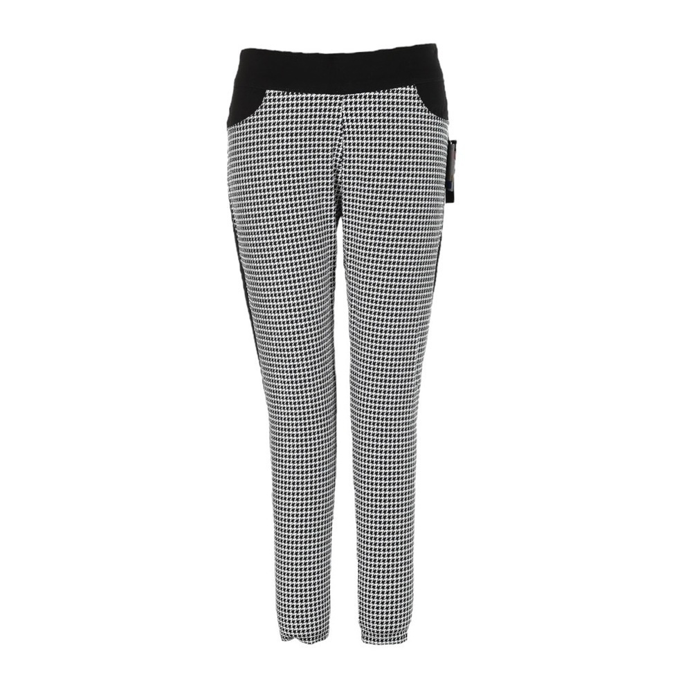 Investments Slim Factor Leggings Size 1X NWT Black Houndstooth Print Ponte Knit
